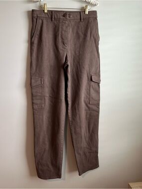 Aritzia Wilfred Free Taupe Brown Mid Rise Cargo Tapered Button Cuff Leg Pants 6